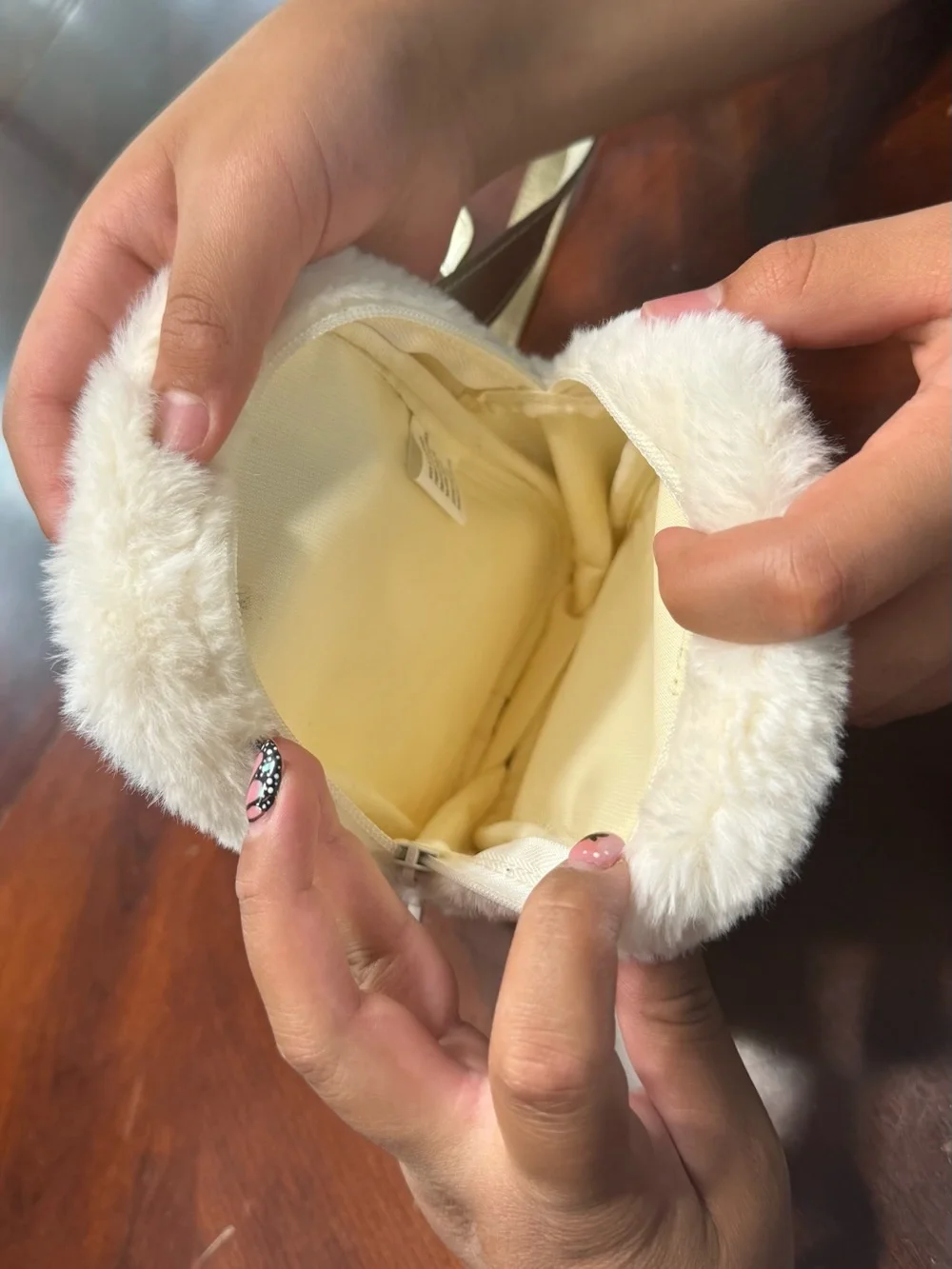 Bath and Body Works Faux Fur Cosmetic Pouch - White